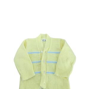 Vintage Sears Soft Cream Knit Cardigan Baby Boy Size 6-9 Months